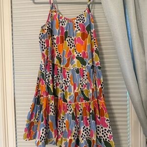 THML Orange and Pink Tiered Ruffled Sundress